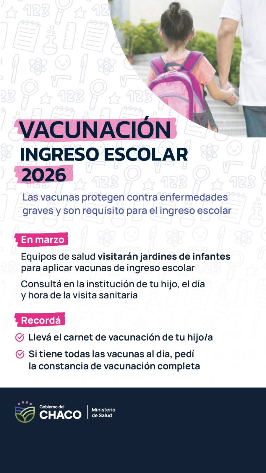 *VACUNACIÓN DE INGRESO ESCOLAR 2026: EQUIPOS DE SALUD VISITARÁN  JARDINES DE INFANTES*  