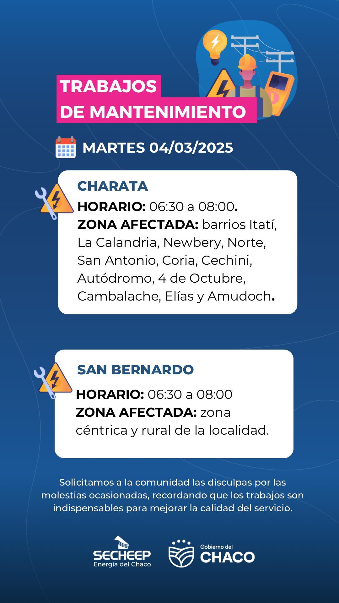Trabajos de mantenimiento 🗓️ martes 4/3/2025