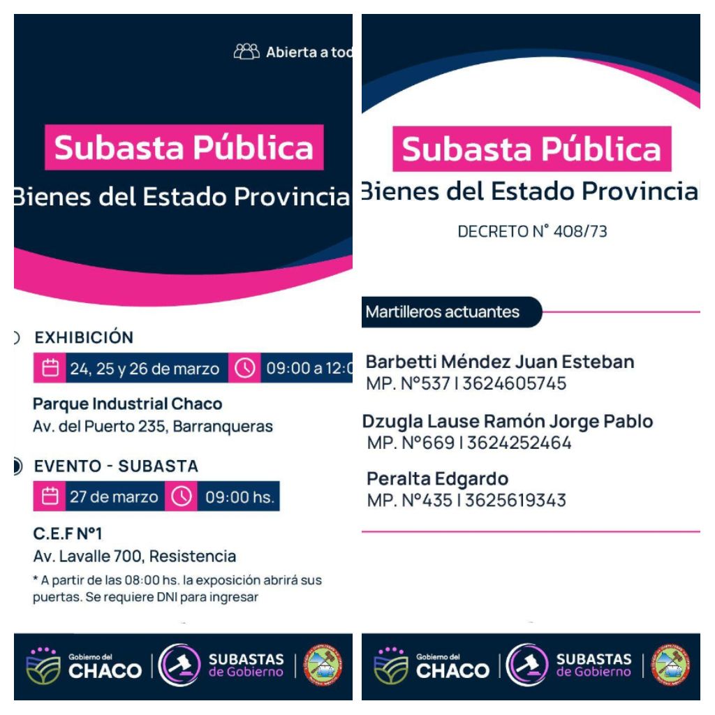 EL 27 DE MARZO SE REALIZARÁ LA TERCERA SUBASTA DE LA GESTIÓN CON 30 VEHÍCULOS DEL PARQUE AUTOMOTOR PROVINCIAL