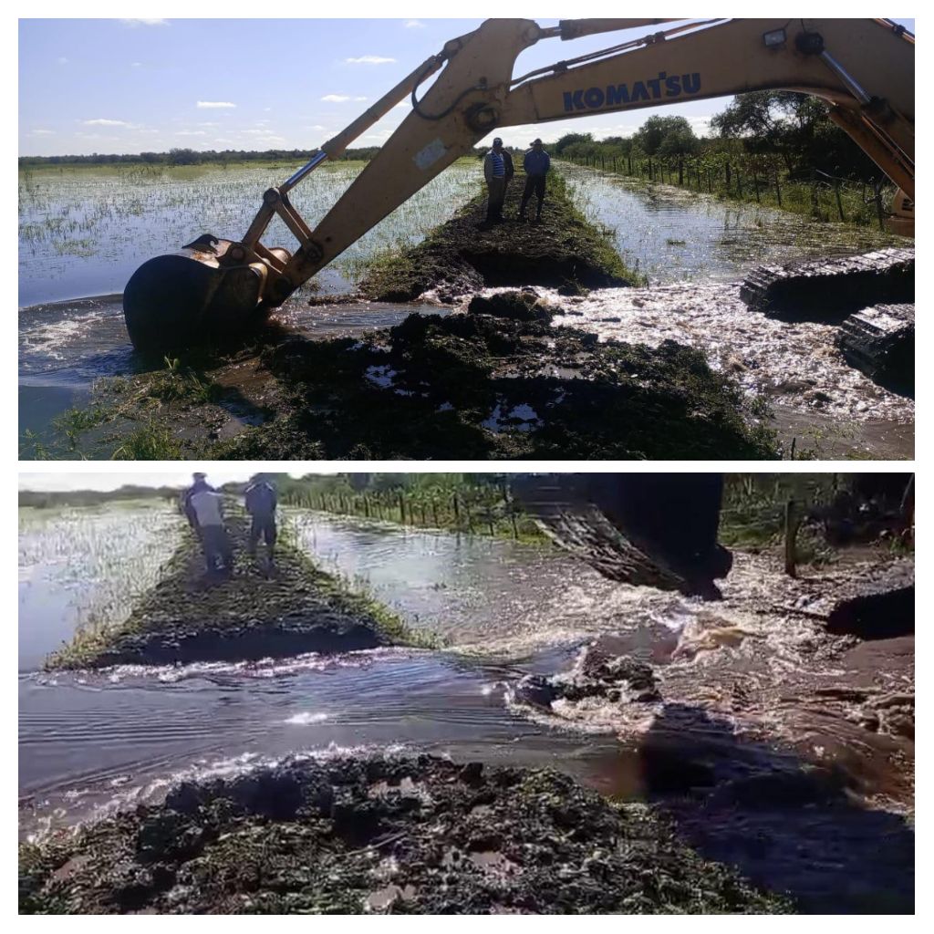 PRESIDENCIA DE LA PLAZA: OPERATIVO DE LA APA LIBERÓ UN TERRAPLÉN ILEGAL QUE ACUMULABA AGUA E INUNDABA LA ZONA RURAL