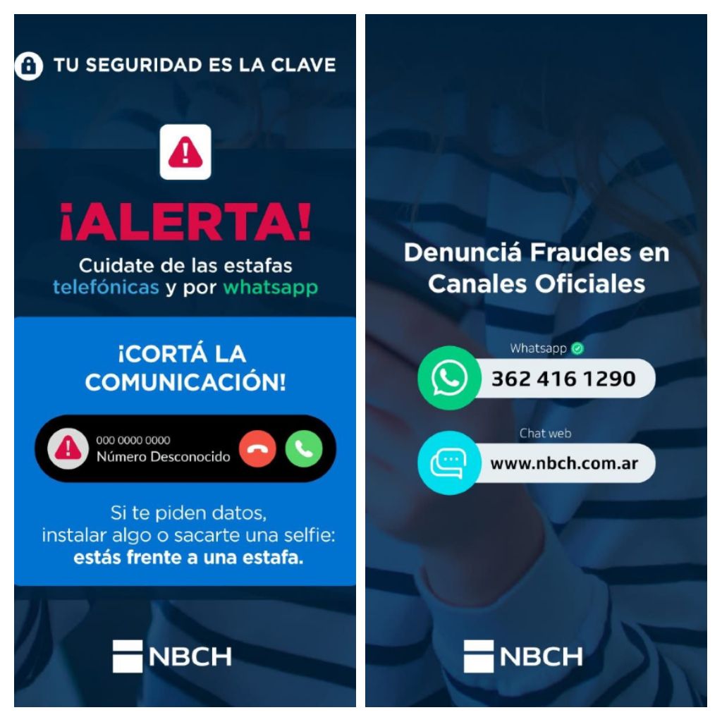 🚨 ¡Atención! Las estafas están a la orden del día. Desde el Nuevo Banco del Chaco te recordamos que tu seguridad es lo más importante