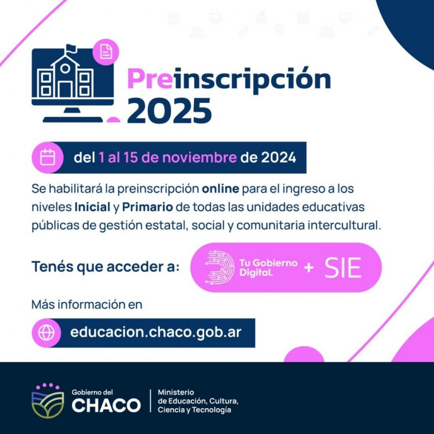 PREINSCRIPCIÓN ONLINE A ESCUELAS PRIMARIAS Y JARDINES DE INFANTES