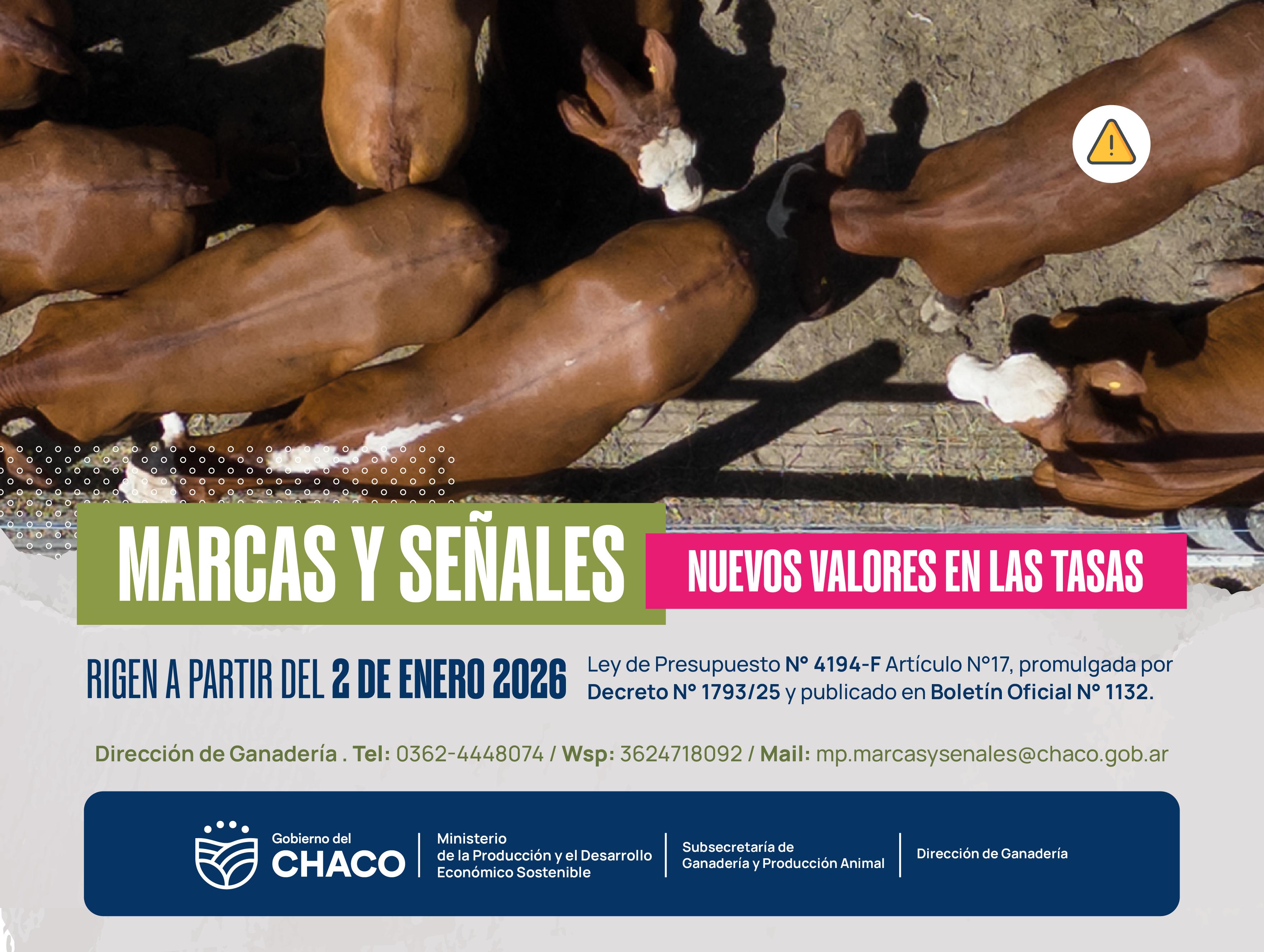*GANADERIA: ACTUALIZACION DE TASAS PARA TRAMITES DE MARCAS Y SEÑALES A PARTIR DE 2026*