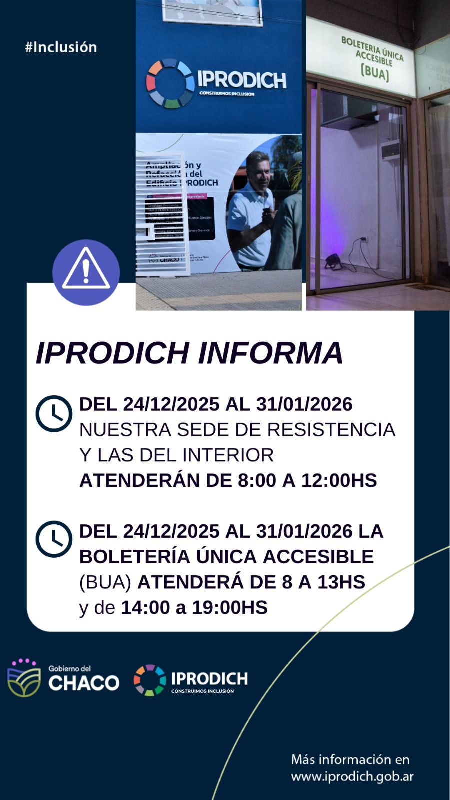 *IPRODICH INFORMA LOS HORARIOS DE ATENCIÓN DURANTE EL RECESO ADMINISTRATIVO*  